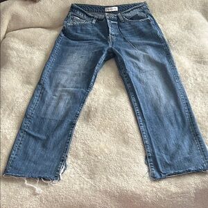 Flying Monkey Blue Denim Frayed Jeans